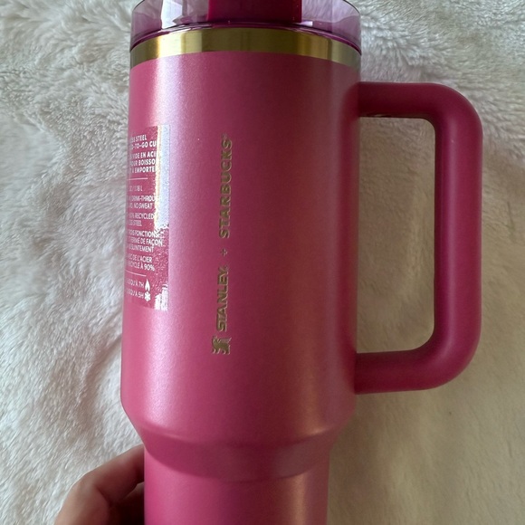 NWT Starbucks Stanley Holiday 40 OZ Berry Pink Glitter Stanley Tumbler NEW TAGS - Picture 8 of 10